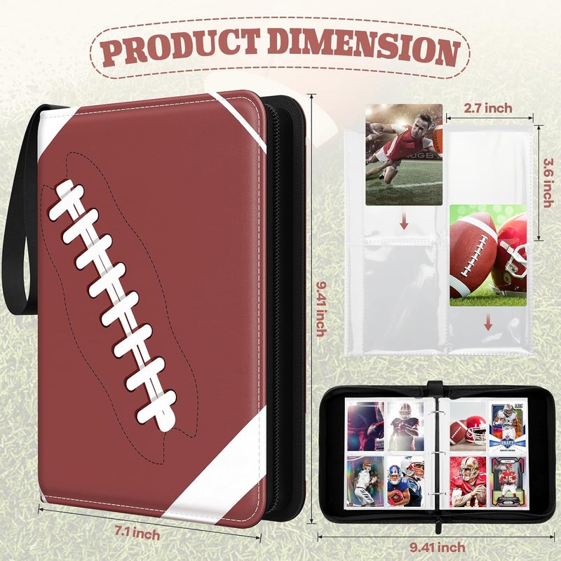lanfrom Trading Card Binder with Sleeves, 4-Pocket Football Card Binder Premium 440 Double Sided Pocket PU Card Collection Binder, Display Case with Football Card Sleeves Card Holder Protectors Set - Image 3